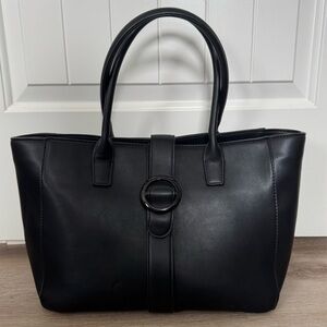 Lulu Dharma Black Structured Work Tote w Insert Organizer